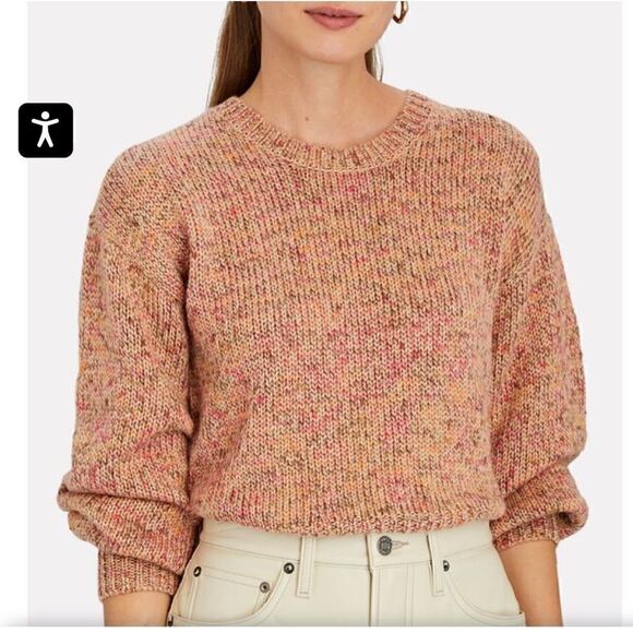 Intermix Vanessa Pink Puff Sleeve Cropped Sweater| Size S - Picture 2 of 10